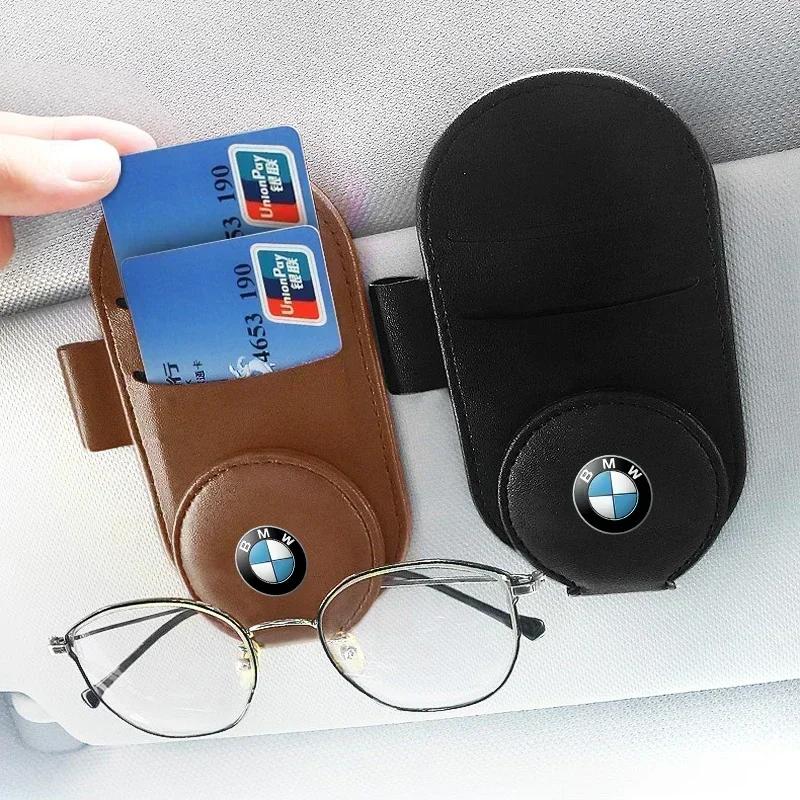 2025 Car For BMW Leather Car Glasses Clip Sun Visor Multi-function Sunglasses Clip Car Styling For BMW M Performance M3 M5 M6 F2