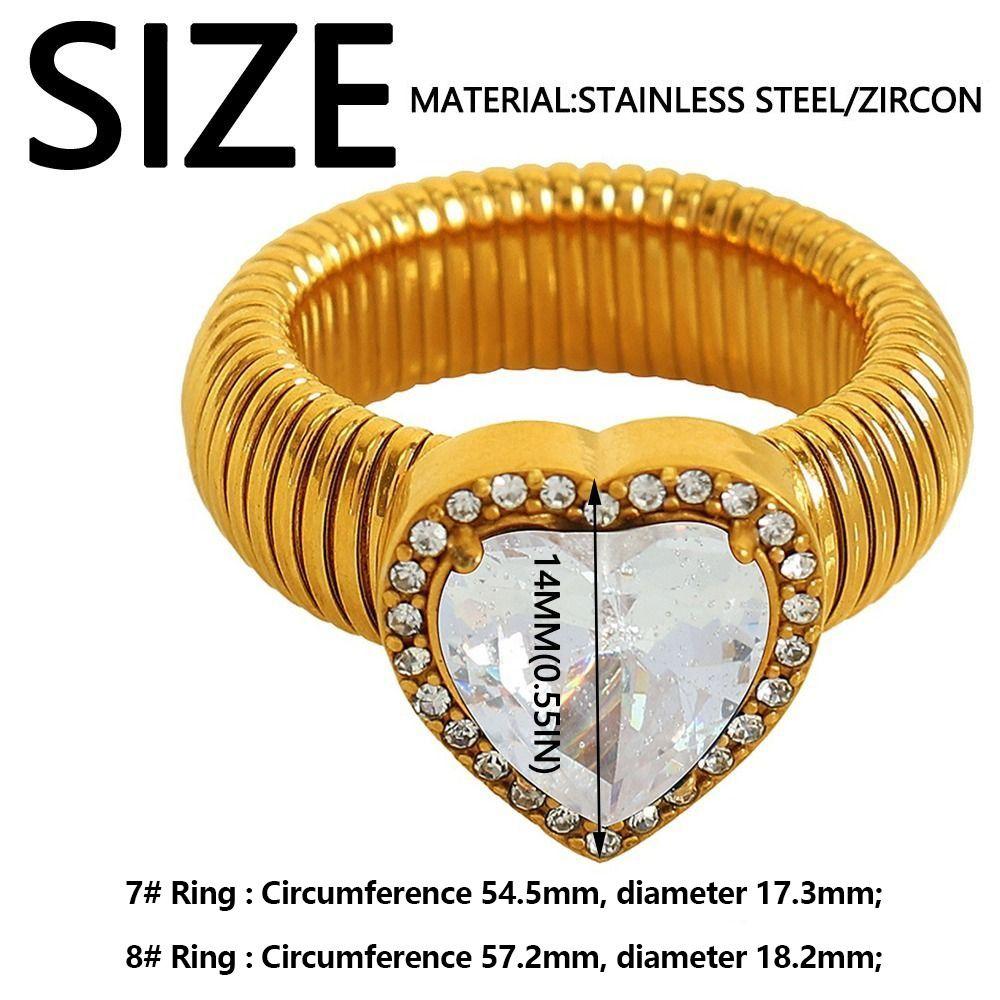 Thick Zircon Heart Ring Vintage Thick Finger Ring Elegant Women's Jewelry Ladies