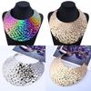 Fashionable Embossed Colorful Metal Disc Design Women Necklace For Vintage Style