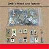 100X Mixed Car Body Door Panel Fastener Screw U Type Gasket Fender Metal Clips
