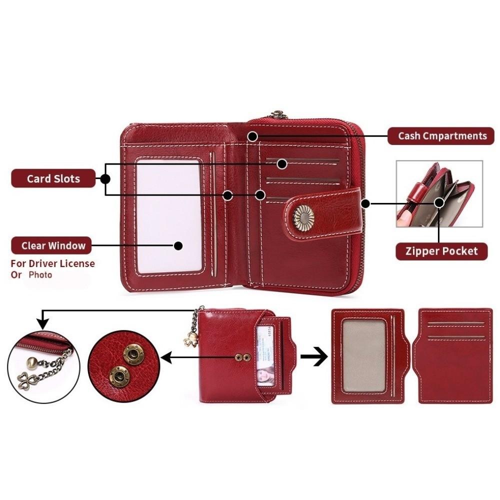 New PU Leather Women's Wallet Zipper Closure Multi-Card Holder Coin Purse Compact Waterproof Card Holder Daily Carry