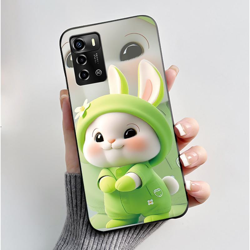 Чехол для смартфона ZTE Blade V40 Vita / V41, роскошный, милый, с кроликом, забавный, черный, корпус, мягкий силиконовый защитный чехол