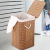 Foldable Laundry Hamper with Lid Storage Basket Handles Breathable Dirty Clothes
