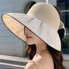 Летняя двухцветная шляпа от солнца с большим бантом, модная, милая, дышащая, шляпа с пустой макушкой, шляпа от солнца с большими полями