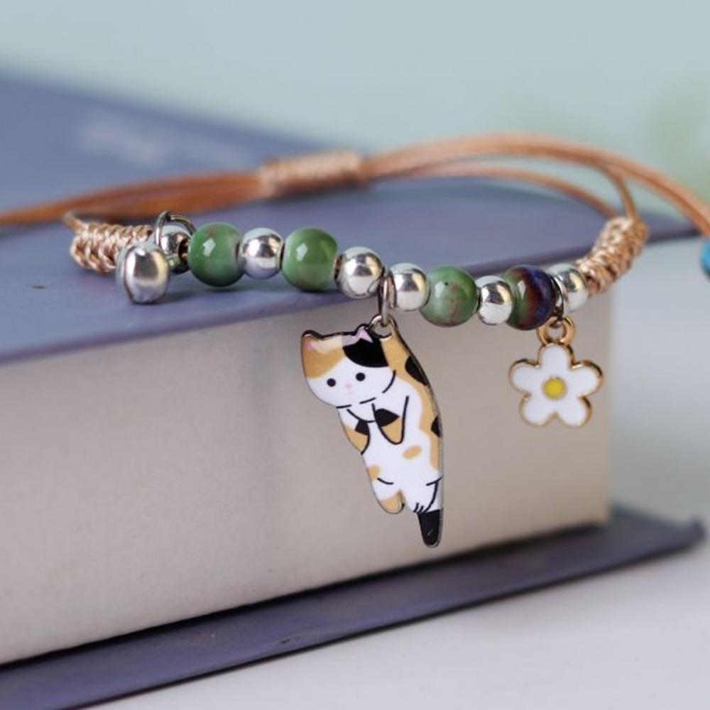 Модный шарм Милый браслет с животными Регулируемые браслеты дружбы Тренд Мультяшный браслет с кошкой Детский