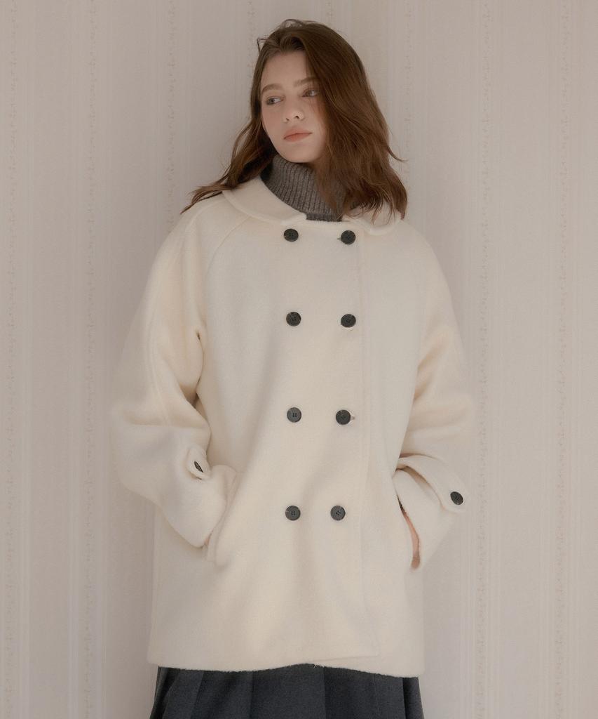 LETTER FROM MOON Melia Hairy Wool Half Coat (Ivory)