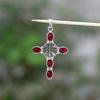 Подвеска-крест из рубина, созданная в лаборатории, из стерлингового серебра 925 пробы, ювелирное изделие ручной работы, унисекс-подвеска