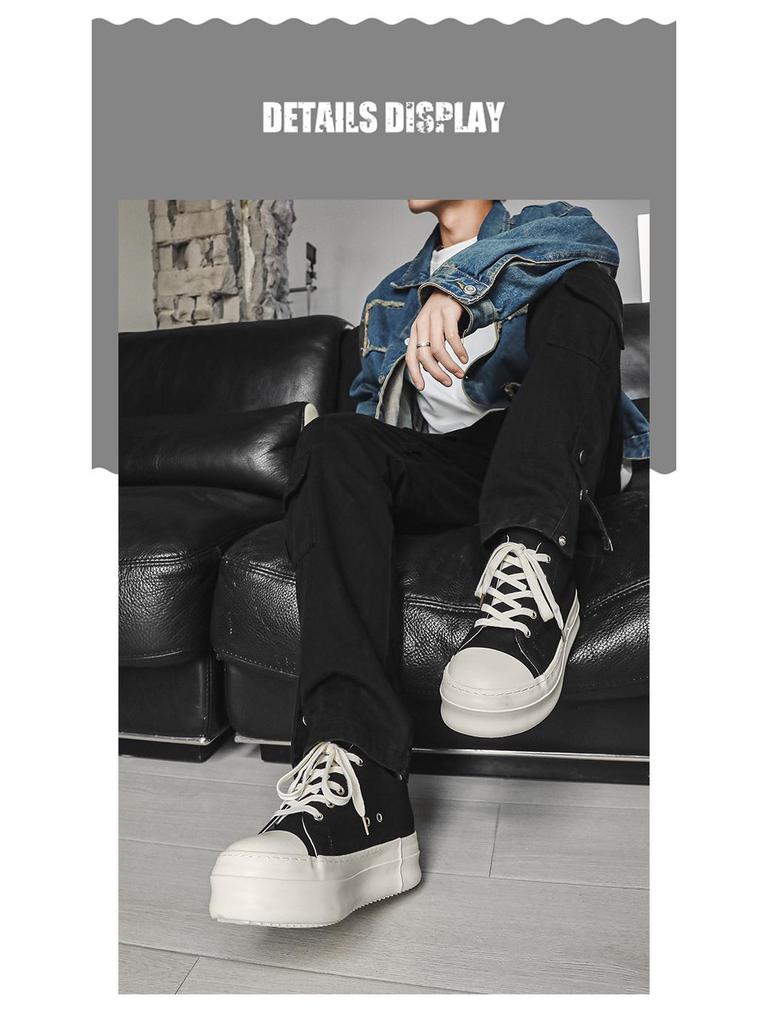 Мужские парусиновые туфли на толстой подошве для увеличения роста - Новые повседневные уличные платформенные дерби X273