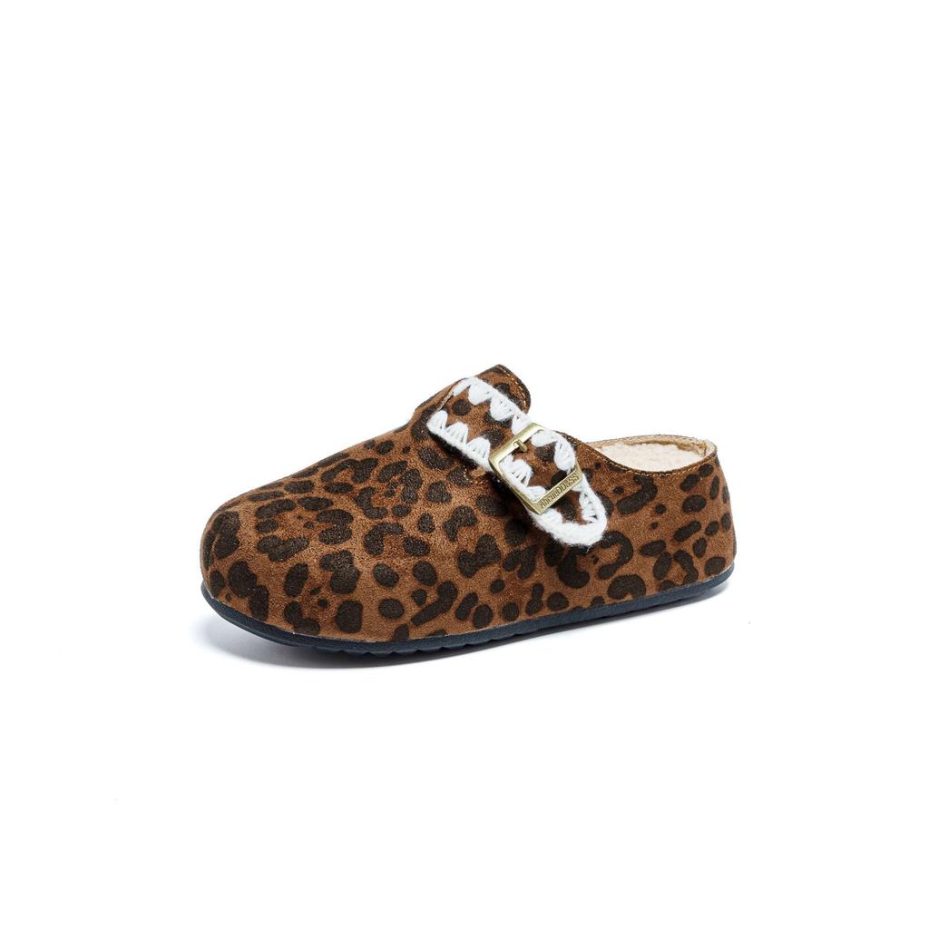 Новые хлопковые туфли Birkenstock на толстой подошве с одной педалью, полуподнос, женская зимняя бархатная верхняя одежда, подошва-маффин для сохранения тепла