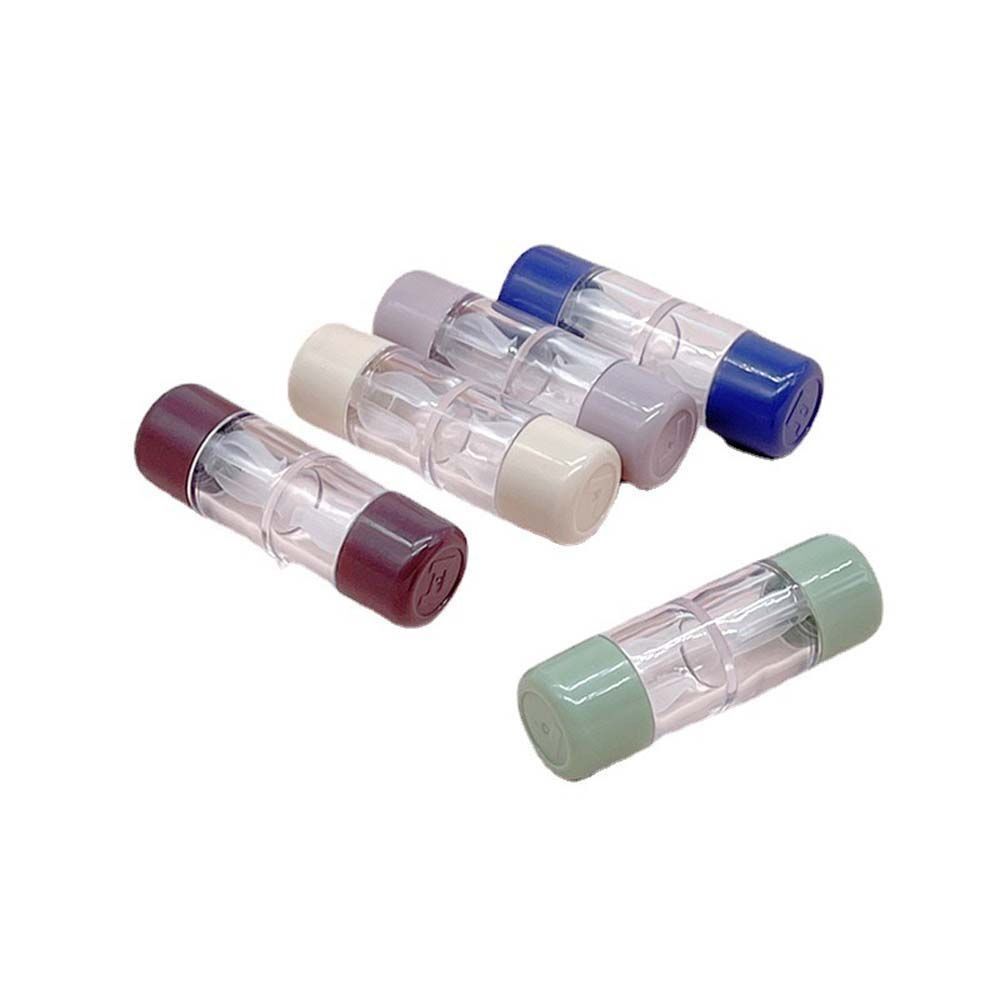 Solid Color Contact Lens Case Cylindrical Eye Care Lenses Box Portable Contact Lens Container