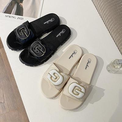 Женские весенние однотонные тапочки с квадратным носком и бантом, повседневные нескользящие пляжные тапочки на плоской подошве, размеры 36-41