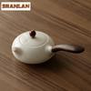 Sheep Fat Jade Porcelain Wooden Side Handle Teapot Retro Tea Infuser Pot Tea Making Kettle With Ball Hole Drinkware Gift Supplie