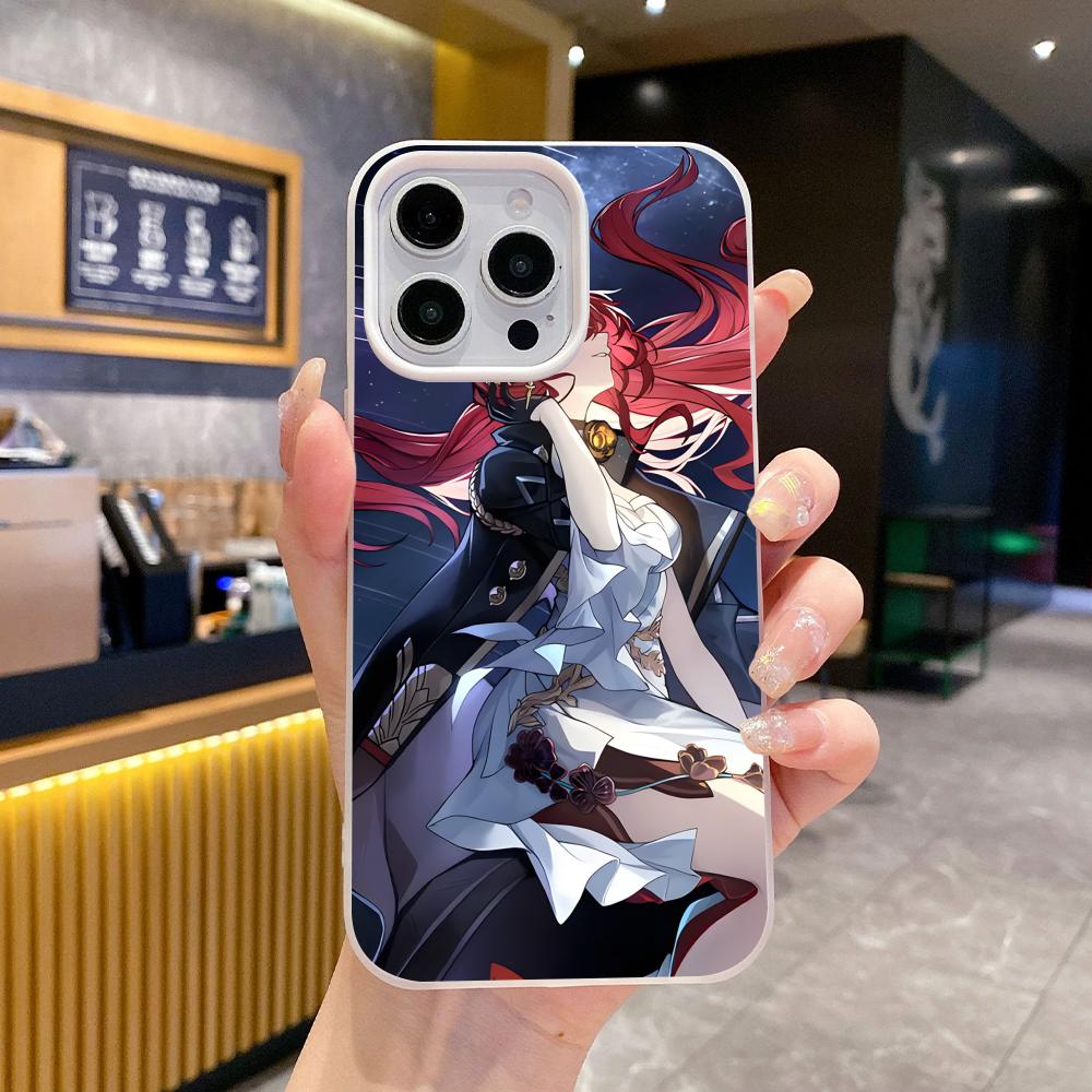 HSR Himeko Желе Двухслойный Белый Чехол для Мобильного Телефона для iPhone 17 16 15 14 13 12 11 Air Pro Max Plus Защитный