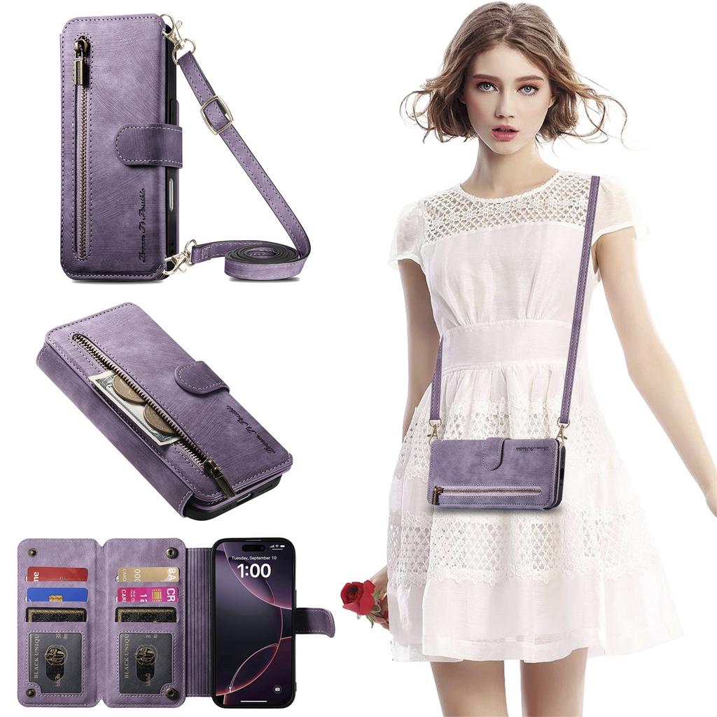 Чехол-кошелек 4-в-1 для серии iPhone XS/11/12/13/14/15/16/17 (Протектор, Держатель для карт, Сумка через плечо, Подставка)