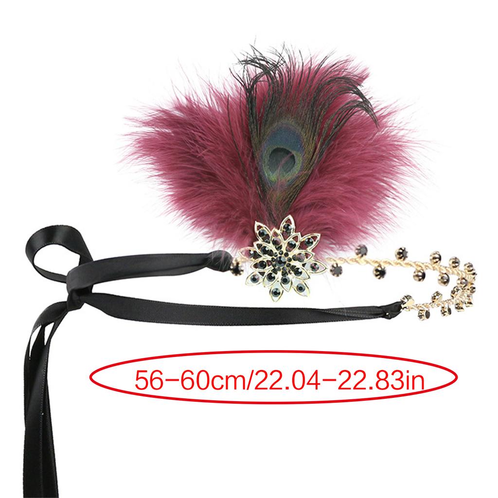 Vintage 1920s Flapper Cosplay Party Feather Headband Women Costume Accessories 20s Cocktail Party Dress Up Headpieces