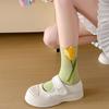 5Pairs Breathable Mid Tube Socks Sweet Socks for Women Cute Tulip Flower Socks  Streetwear