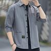 Летняя мужская рубашка с рукавом три четверти, тонкая повседневная рабочая одежда в гонконгском стиле, рубашка-куртка с коротким рукавом, свободная