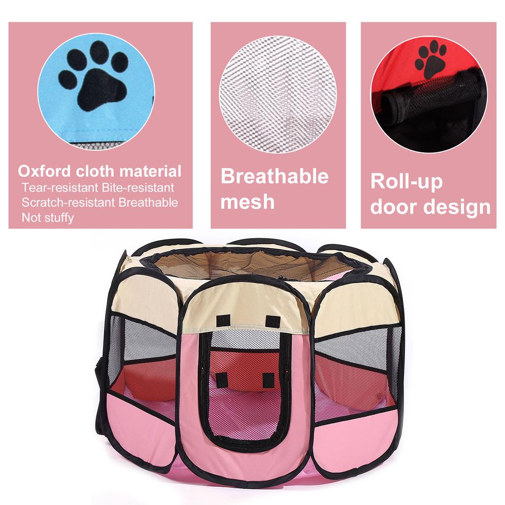 Portable Foldable Waterproof Pet Playpen Open-Air Oxford Air Mesh Playpen and Exercise Pen Tent