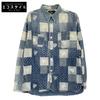 RRL Indigo X Blue Band Color Print Patchwork Shirt Tops M Indigo X blueUsed