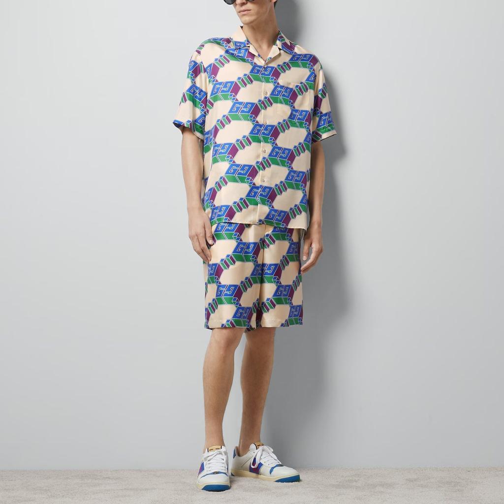 GUCCI 3D Gg Print Silk Shirt 770432-ZAPEY-9093