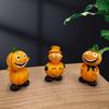 Halloween Cartoon Pumpkin Figurine Creepy Pumpkin Man Resin Statue Sculpture Holiday Party Desktop Decoration Ornament