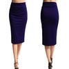 Ladies Plain Office Women Stretch Bodycon Midi Jersey Pencil Skirt