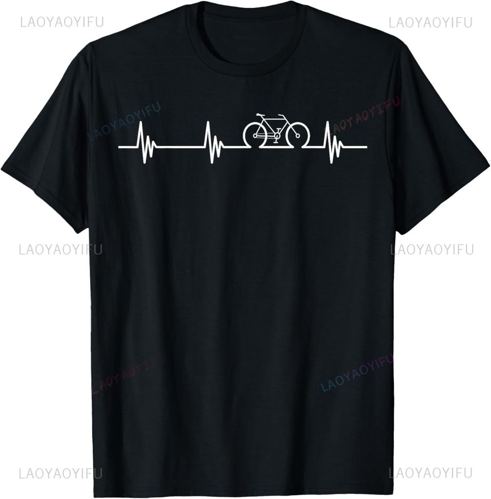 Cycling Heartbeat TShirt Bicycle Love Biking Shirt Gifts TShirt Print Original Design Gifts T Shirts Mens Camiseta Hombre