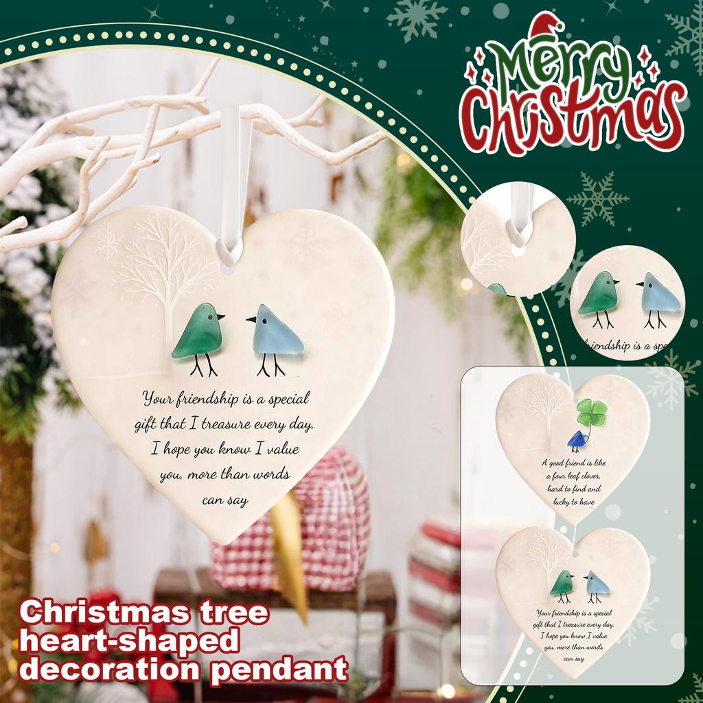 2D Рождественское морское стекло Рождественская елка Сердцевидное украшение Елочные игрушки