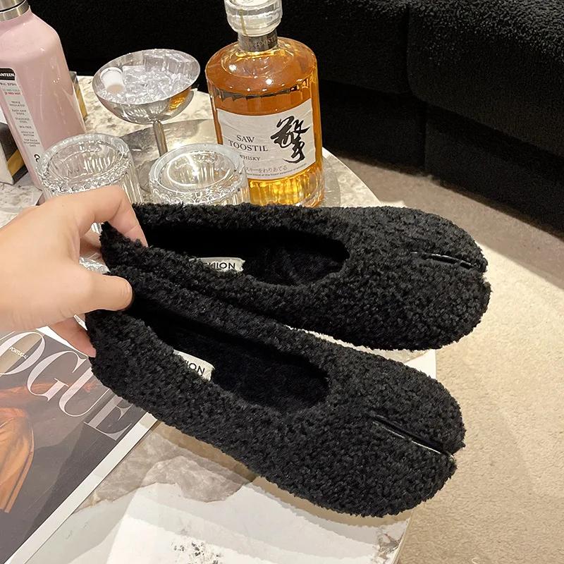 Повседневная женская обувь с бантом, женская обувь без застежек, с круглым носком, осенние мокасины с меховой бабочкой, зимнее платье, без застежек, осенние мокасины