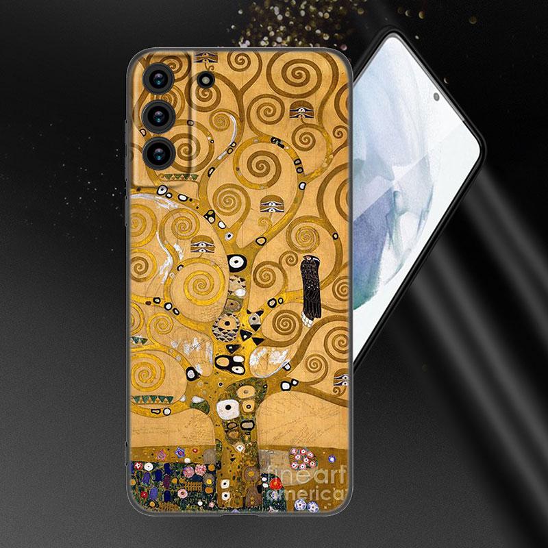 Арт Густав Климт Черный Силиконовый Чехол для Телефона для Samsung Galaxy S23 S21 S20 FE S24 S22 Ultra S10E S10 S9 S8 Plus
