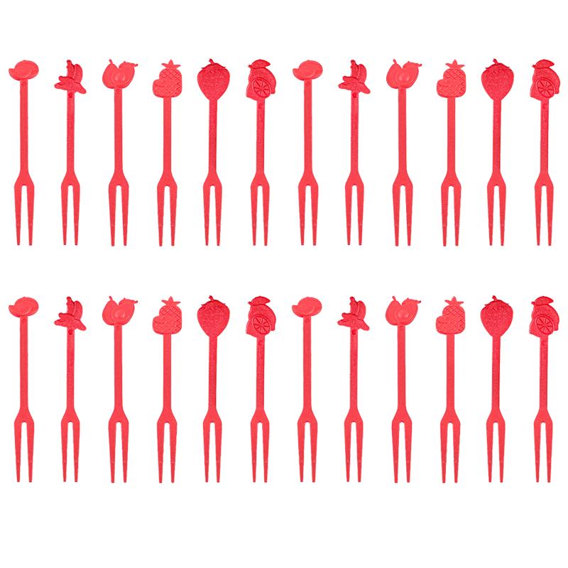 6/12/24/36 Pcs Creative Household Fruit Fork Food Grade Mini Portable Disposable Plastic Forks Skewers for Fruit Cake Desserts