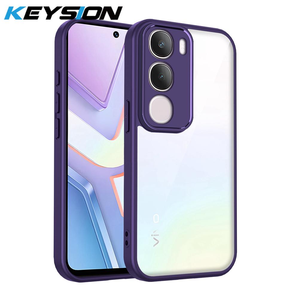 KEYSION Прозрачный чехол для телефона VIVO Y31 5G Мягкий силикон+ПК Прозрачная противоударная задняя крышка для телефона VIVO Y31 5G