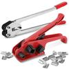 Packaging Machine with Sealer, Tensioner, and Seal Hardware Set for PP and PET Bands, Band Width 13-19mm, Built-in Cutter, No Scissors Require
