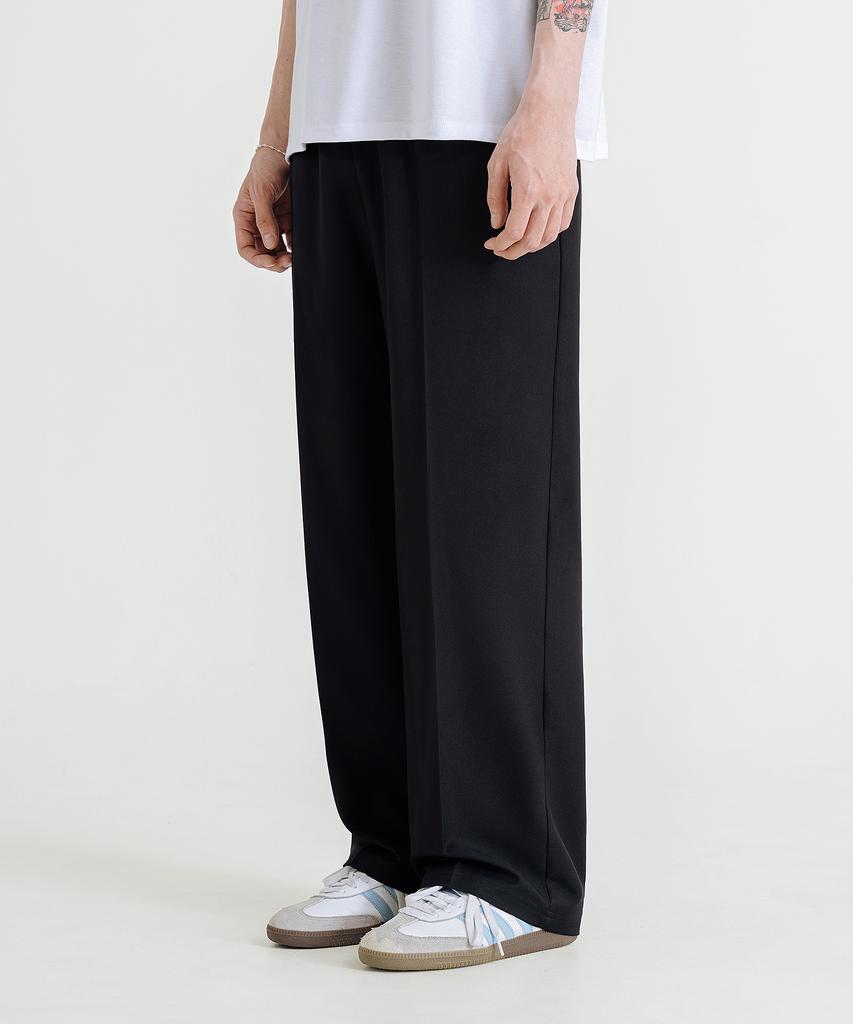 LEMAIN SECOND Easy Semi-Wide Elastic Waist Slacks [Black]