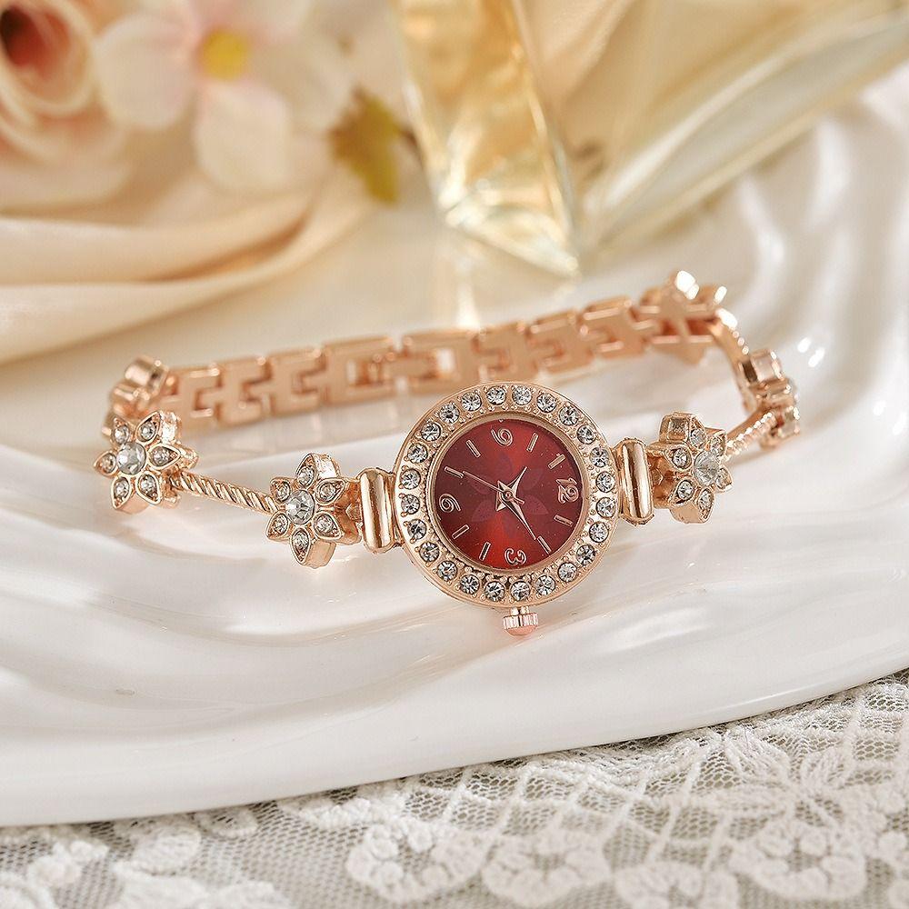 Rhinestone Quartz Watches Diamond Studded Watch Strap Wrist Decoration Circle Shaped Watch  Gift
