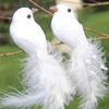 2Pcs Bird Ornament Multipurpose Fine Workmanship Styrofoam Excellent Artificial White Pigeons Wedding Christmas Ornaments for Dorm