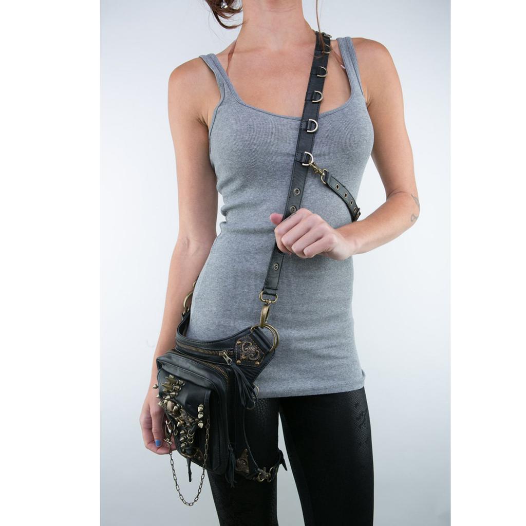Motorcycle Leg Bag for women,Medieval Women Steampunk Gothic Motorcycle Leg Bag with Belt Assassin
