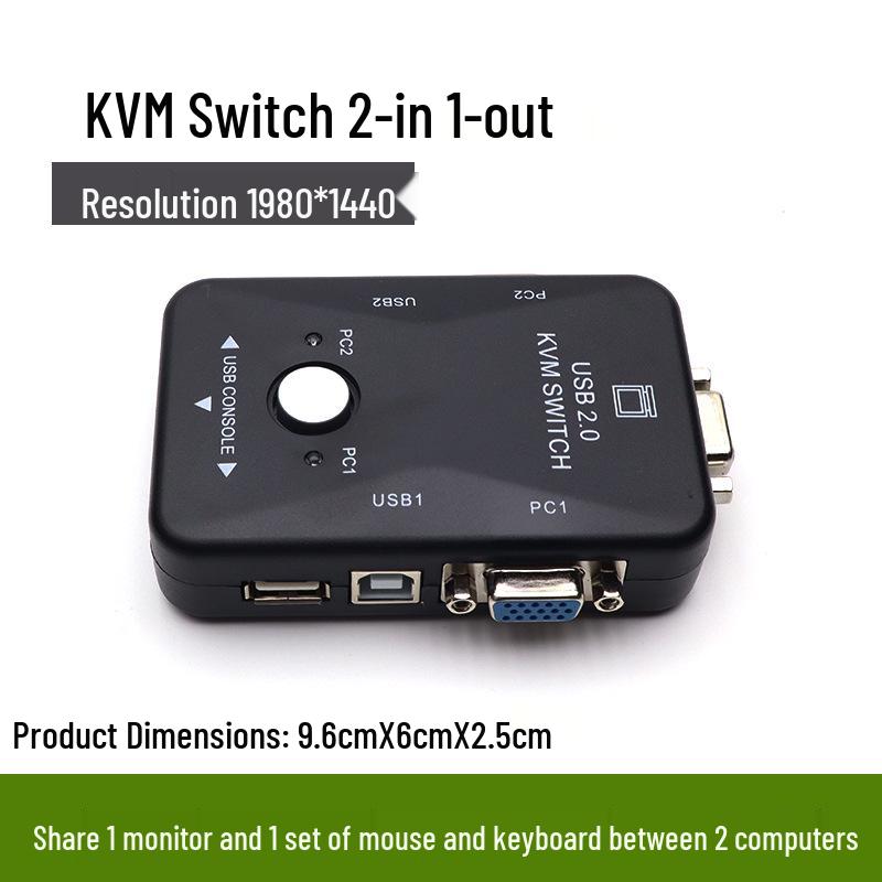 2-Port USB VGA KVM Switch: 2-In 1-Out Multi-Port Switcher for Computers