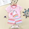 2023 Summer Cotton Children's Short Sleeve T-shirt Set Baby Short Sleeve Shorts Two-piece Set