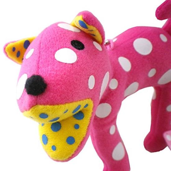 Yayoi Kusama Plush Toy Strap Accessory, RING-RING TOKO-TON Plush Mascot Keychain for Smartphones (Pink)