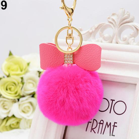Модный шар из искусственного кроличьего меха, шарм, сумка для телефона, автомобильный кулон, брелок для ключей
