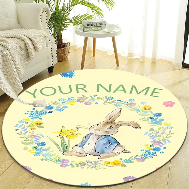 Personalized P-Peter Rabbit Round Chair Office Rug - Perfect for Mat, Office Chair & More - Ideal Gift for Birthdays and Holidays