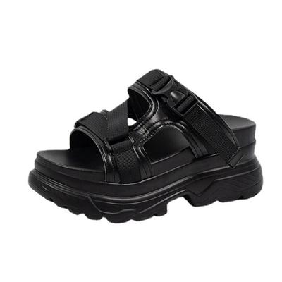 Мода Мода Лето Женские Платформенные Шлепанцы Пип-то Клин Спортивные Сандалии Шлепанец Женские Высокие Каблуки Черный Белый Повседневные Пляжные Слайды