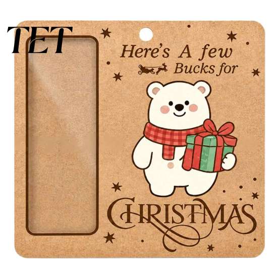 Christmas Money Holder Ornament Wooden Holder, Vintage Cash Gift Hanging Ornaments Holiday Box with Santa/Snowman/Tree Pattern for Xmas Party,