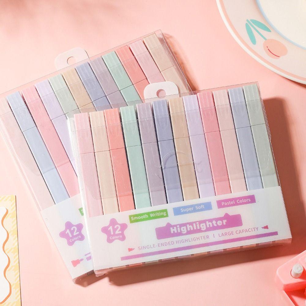 Double Headed Highlighter Pens Fluorescent Colored Markers Pens New Pastel Highlighters School