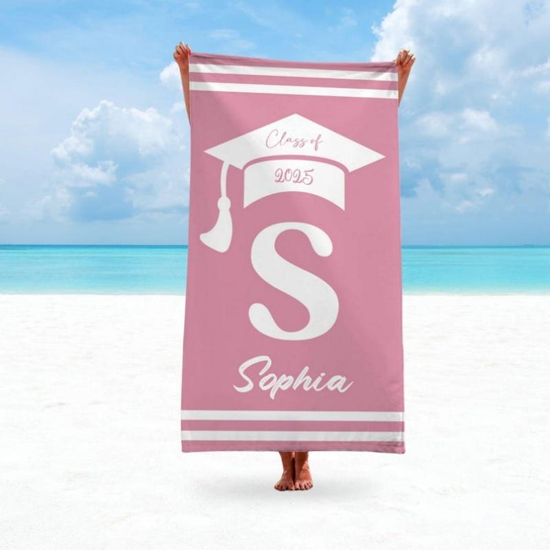 Class Of 2025 Graduation Gifts Grad Custom Beach Towel Pool Party Towel Personalized Graduation Trip Gifts