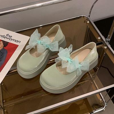 Французский стиль феи бант демонстрирует длинные ноги туфли Мэри Джейн 2025 новая юбка красивые корейские маленькие кожаные туфли