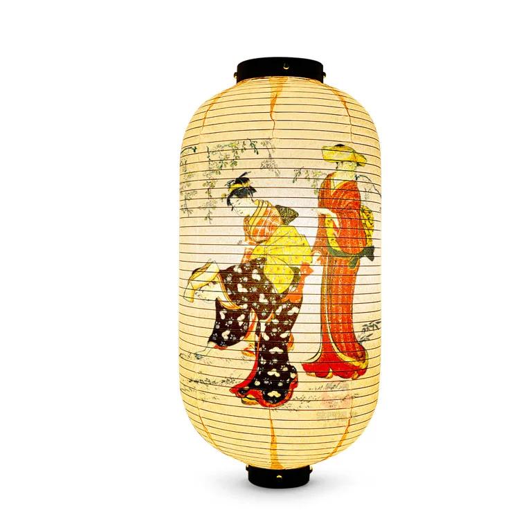 Japanese Style Geisha Pattern Lantern Waterproof Cloth Ukiyo-e Cuisine Restaurant Izakaya Decor Lantern Festival Party Decor