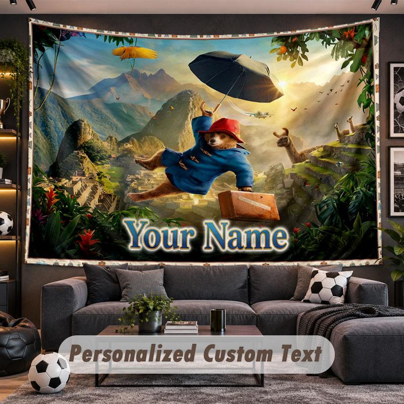 Wall Hanging Tapestry Custom NamePaddington Pattern Personalized Printed Fabric Wall Decor
