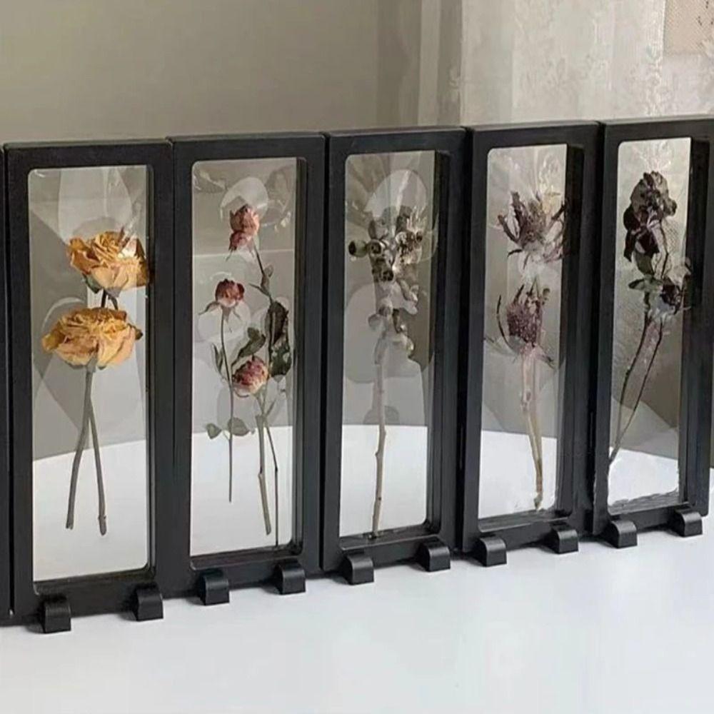 3D Transparent Dried Flower Frame Storage Box Plastic Picture Frame Stand Bouquet